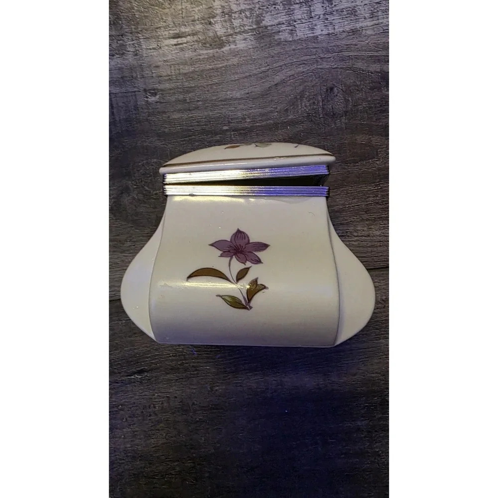 VTG Lefton China Porcelain Hinged Trinket Jewelry Dresser Box XA8134 1970s Japan